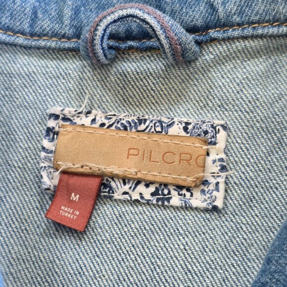 Pilcro Jean Jacket Women M Blue Comeback Boyfriend Denim Anthro Oversize Stretch - Picture 3 of 16